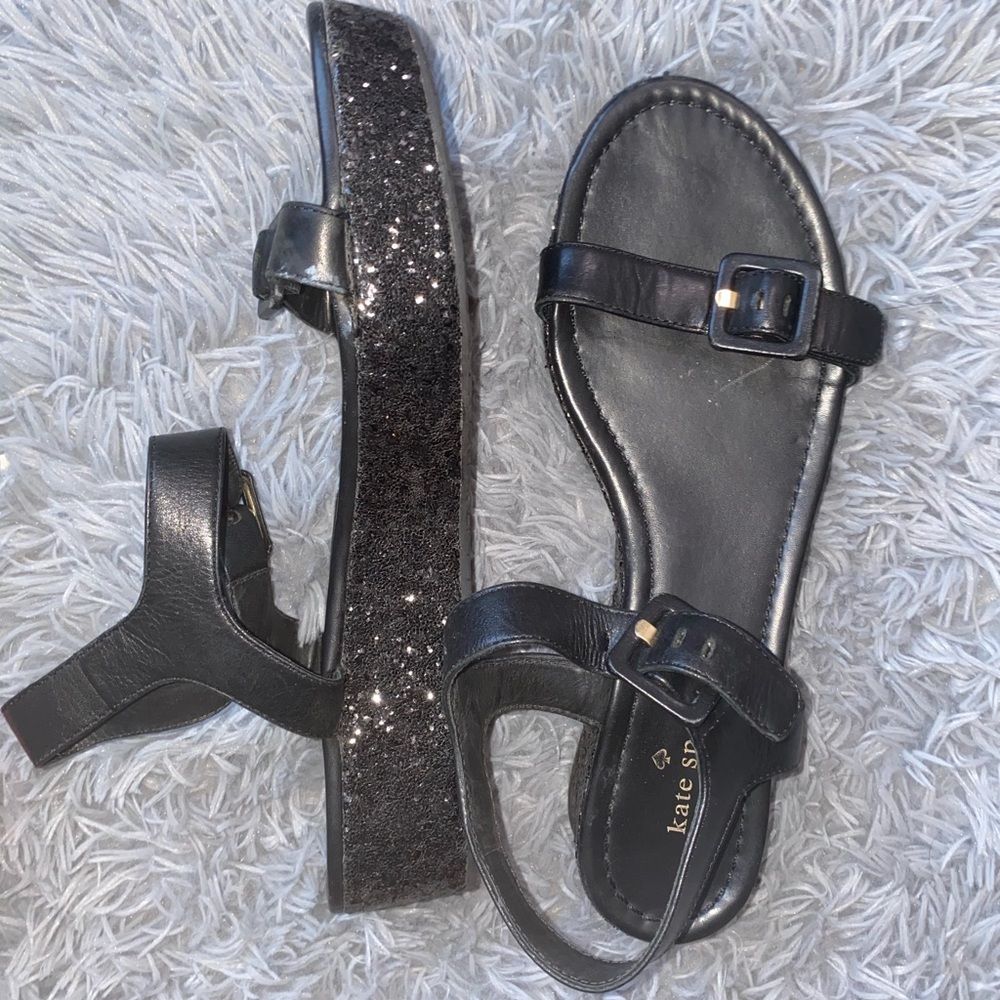 Kate Spade Black Platform Buckle Ankle Sandals